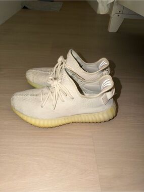 YEEZY Cream Knit Low-Top Sneakers with Yellowed Sole